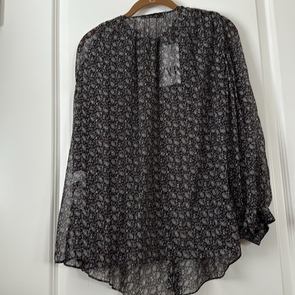 NWT ZARA Sheer Paisley Button Front Top Black XS - Picture 6 of 6